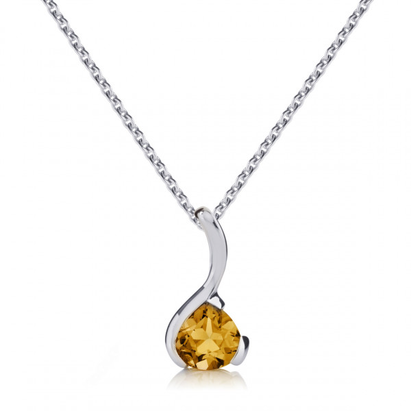 Citrine Drop Pendant Necklace in Sterling Silver