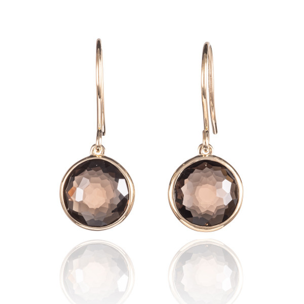 6ct Smoky Quartz Drop Earrings In 9K Yellow Gold