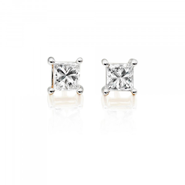 Diamond Stud Earrings 0.20ct Square Princess Diamond 18K Yellow Gold