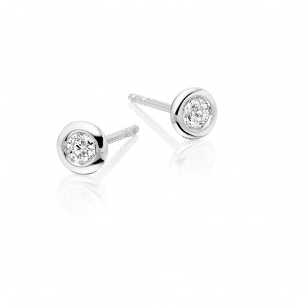 Diamond Stud Earrings 0.20ct Bezel Set Studs 9K White Gold-G/HSI