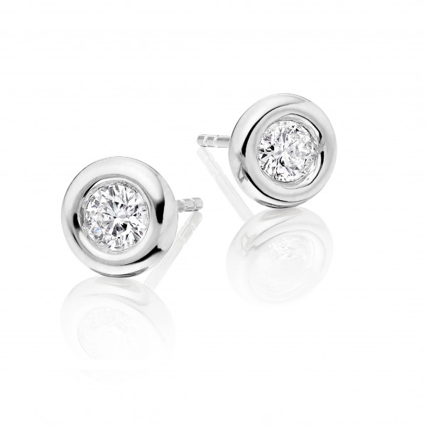 Diamond Stud Earrings 0.50ct Bezel Set Studs 9K White Gold-G/HSI