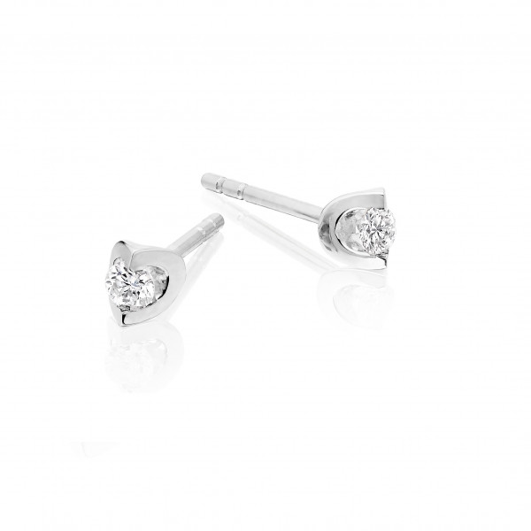 Diamond Stud Earrings 0.10ct 2 Claw Studs 18K White Gold-G/HSI
