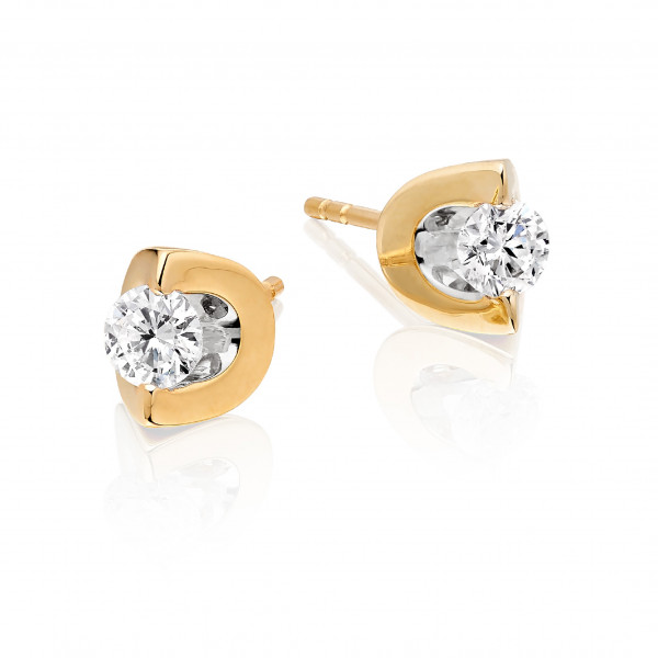 Diamond Stud Earrings 0.40ct 2 Claw Studs 9K Yellow Gold-G/HSI