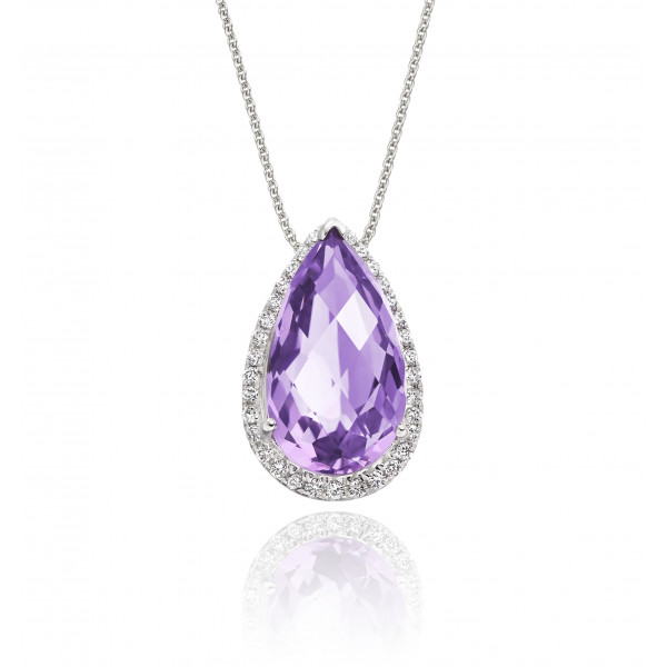 3.60ct Amethyst With 0.17ct Diamond Pendant In 9K White Gold