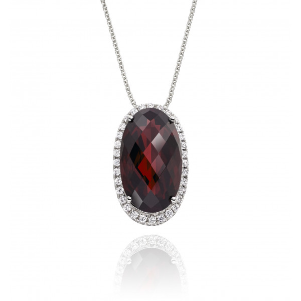 5.50ct Garnet With 0.16ct Diamond Pendant In 18K White Gold