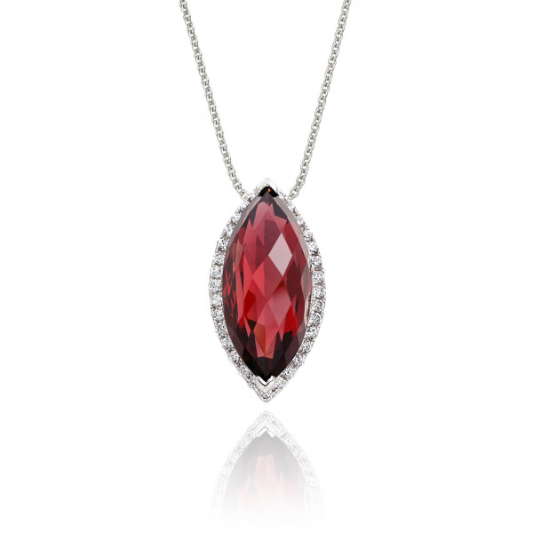 4.10ct Garnet With 0.16ct Diamond Pendant In 9K White Gold