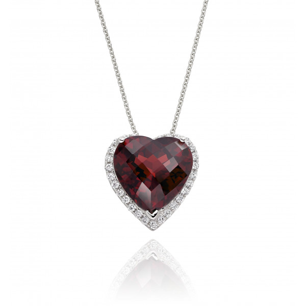 4.40ct Garnet With 0.15ct Diamond Pendant In 9K White Gold