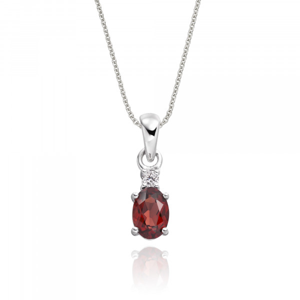 0.90ct Garnet With 0.04ct Diamond Pendant In 18K White Gold