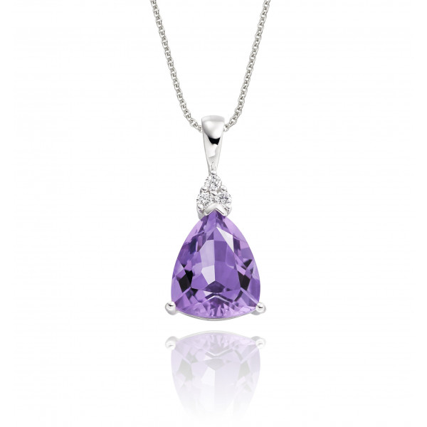 2.35ct Amethyst With 0.05ct Diamond Pendant In 9K White Gold