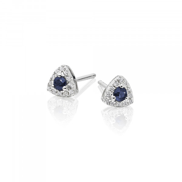 0.15ct Sapphire Earrings with Diamond Halo 18K White Gold