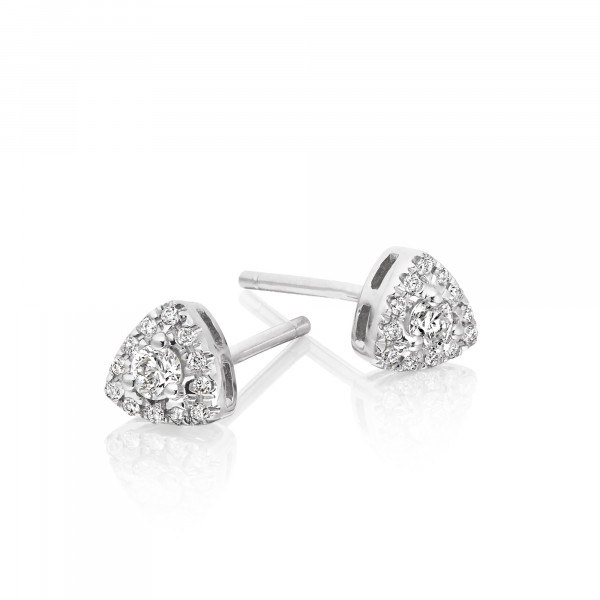 Tristar Diamond Cluster Earrings 0.16ct Studs 9K White Gold
