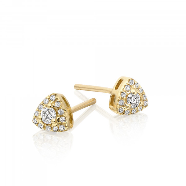 Tristar Diamond Cluster Earrings 0.16ct Studs 9K Yellow Gold