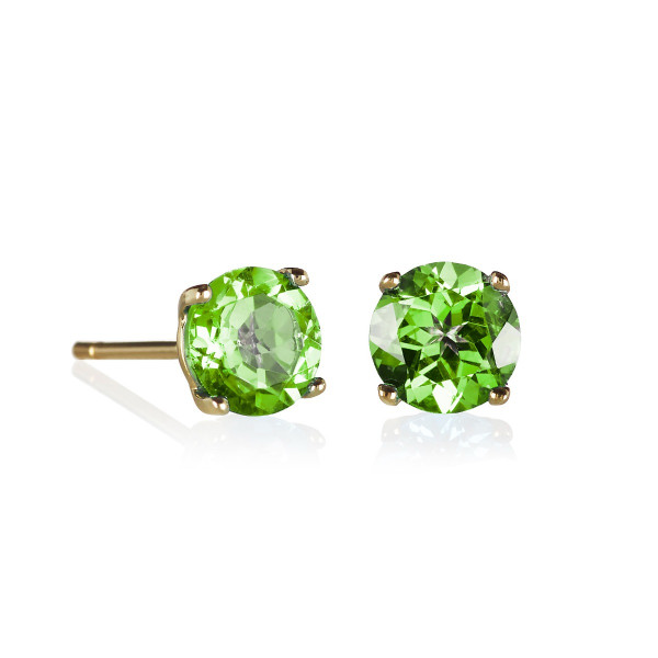 2ct Peridot Solitaire Stud Earrings In 9K Yellow Gold