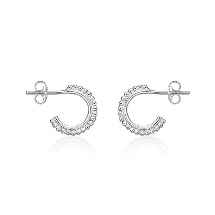 Diamond Treats 925 Sterling Silver Mini Hoop Drop Earrings Bezel Zirconia Gift