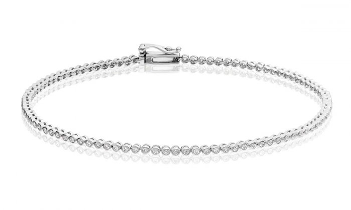 Diamond Tennis Bracelet 0 50ct G Hsi Quality Bezel Set 18k White Gold