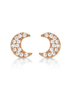 Rose Gold Plated Sterling Silver Moon Earrings with Cubic Zirconia