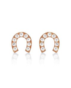 Rose Gold Plated Sterling Silver Horseshoe Earrings Cubic Zirconia