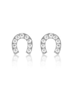 Sterling Silver Lucky Horseshoe Earrings Cubic Zirconia