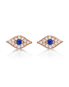 Rose Gold Plated Sterling Silver Evil Eye Earrings with Cubic Zirconia