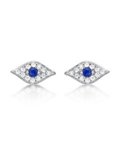 Sterling Silver Evil Eye Earrings with Cubic Zirconia