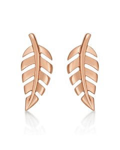 Rose Gold Plated Sterling Silver Feather Earrings