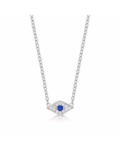 Sterling Silver EVIL EYE Pendant Necklace with Cubic Zirconia