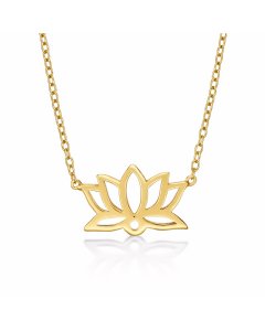 Yellow Gold Plated Sterling Silver LOTUS Pendant Necklace