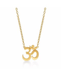 Yellow Gold Plated Sterling Silver Divine OM Pendant Necklace