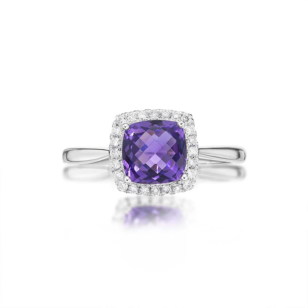 Cushion amethyst deals ring