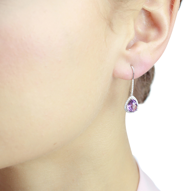 Amethyst drop sale earrings white gold