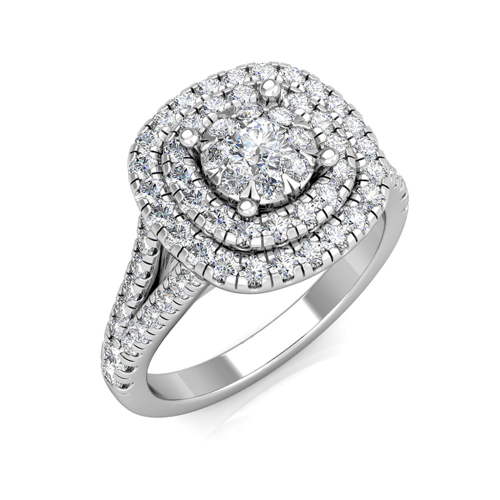 Regal Large Diamond Engagement Ring 0.92ct Diamonds in 18K White Gold