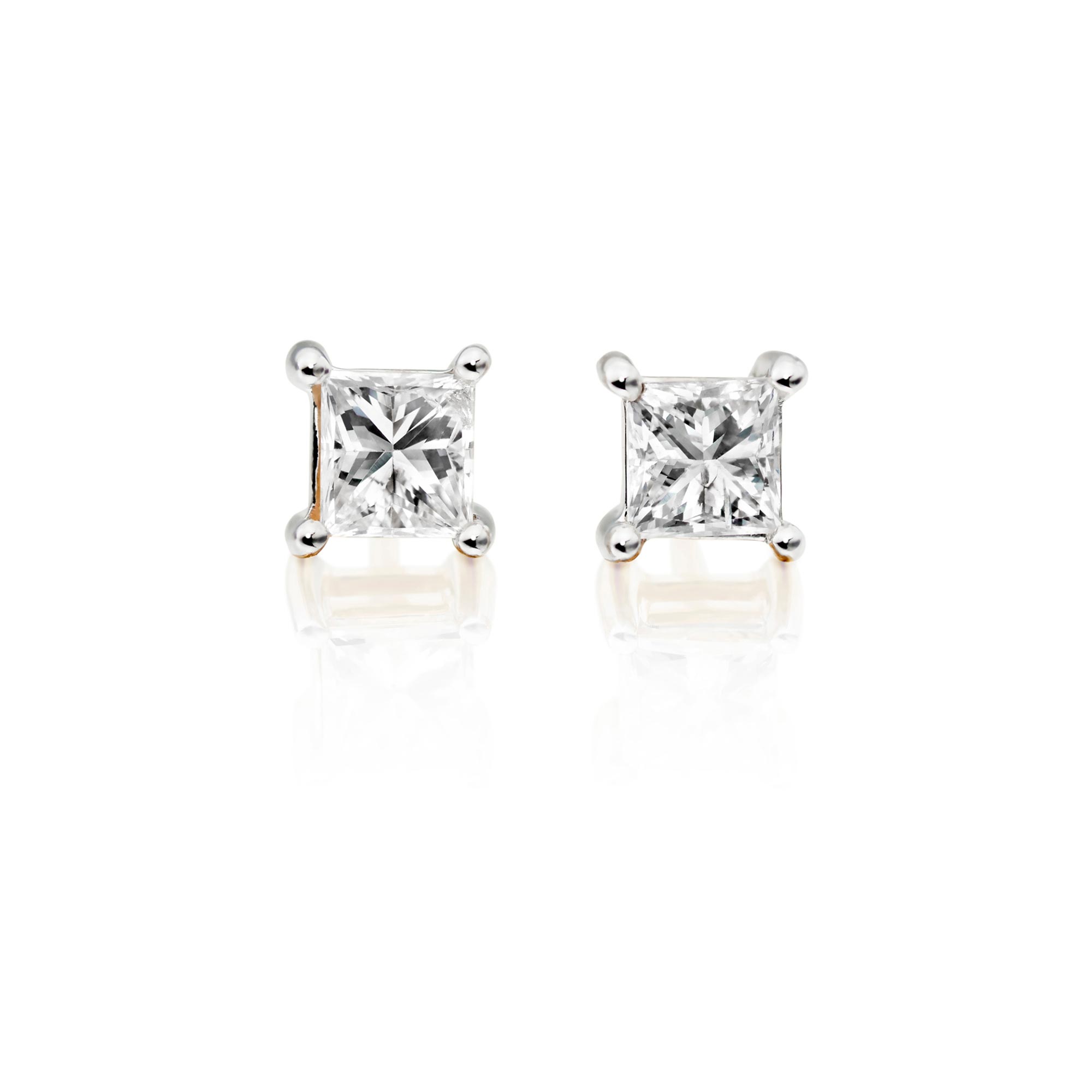 Square cut diamond on sale studs