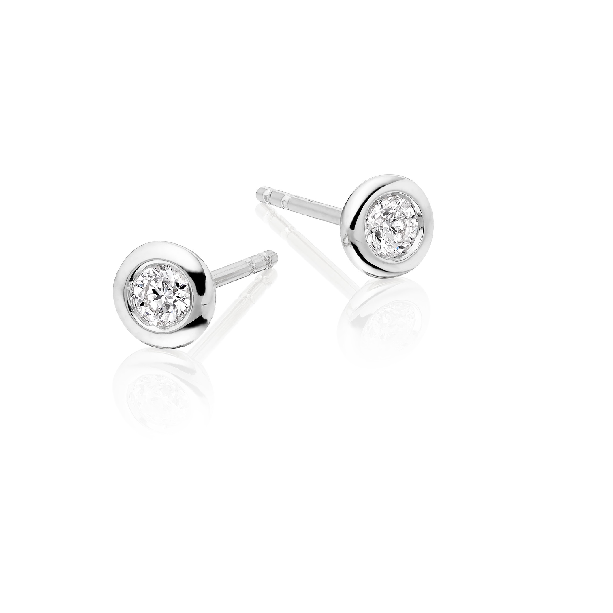 0.20ct Diamond Solitaire Earrings Bezel Set 9K White Gold-G/HSI