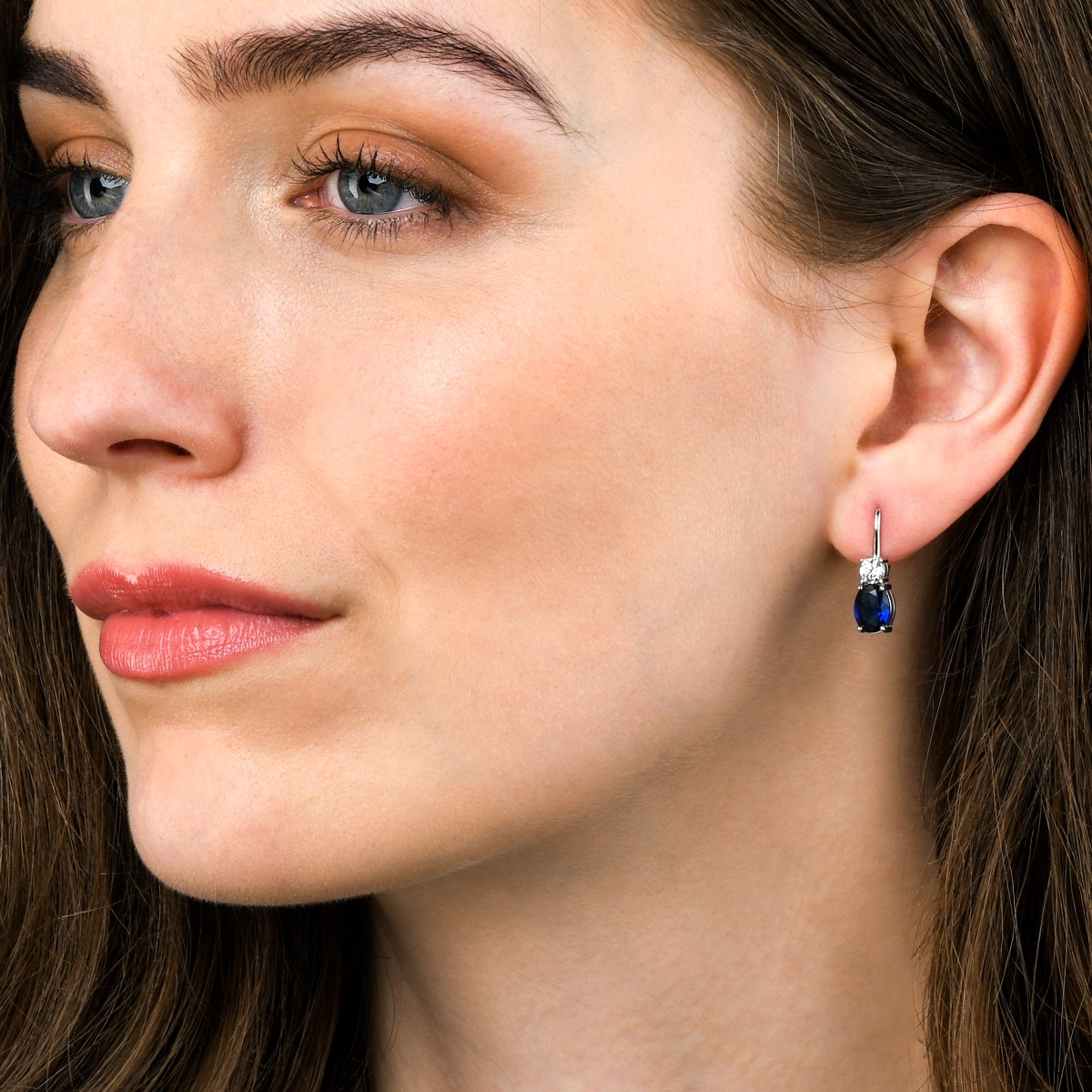 Sterling Silver Blue Drop Earrings with Leverback clasps